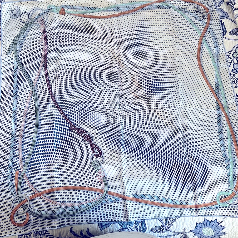Hermes “Cheval Mirage” silk scarf.  25” x 25”. In perfect condition.